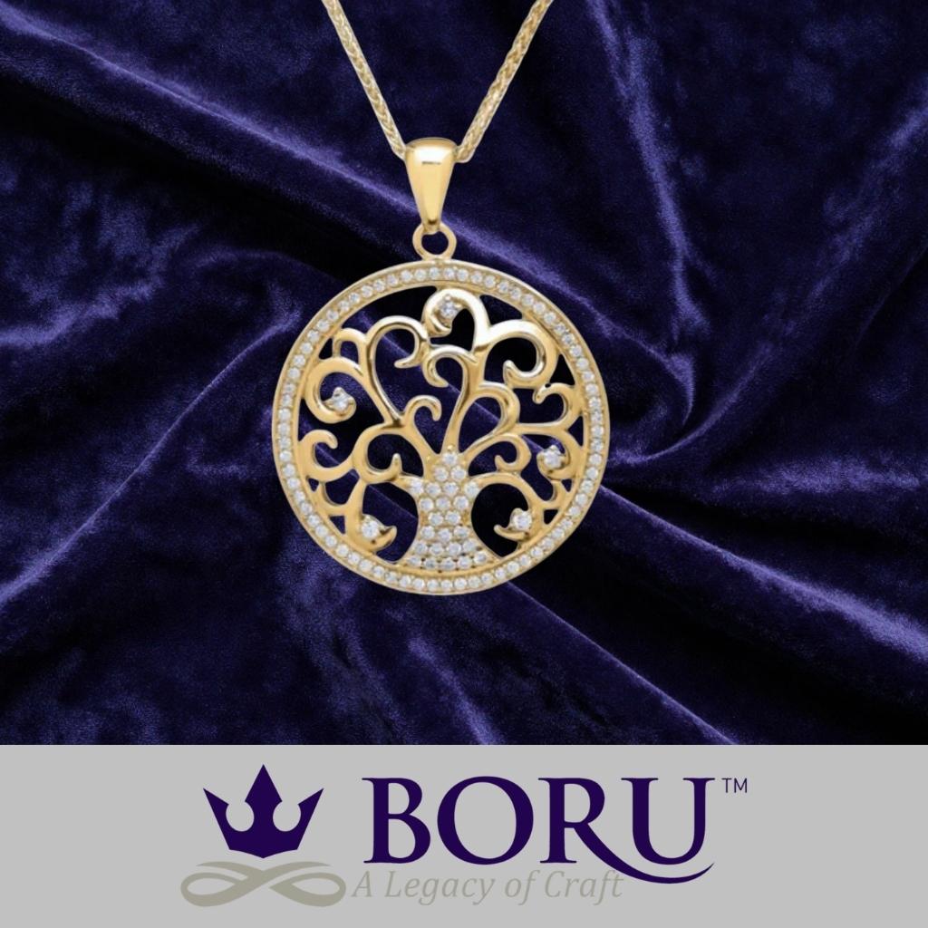 14k Gold Vermeil Tree of Life Necklace with CZ Stones