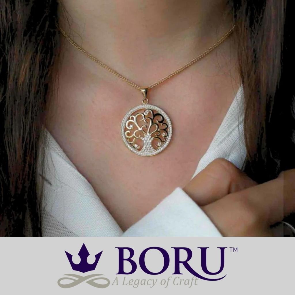 14k Gold Vermeil Tree of Life Necklace with CZ Stones