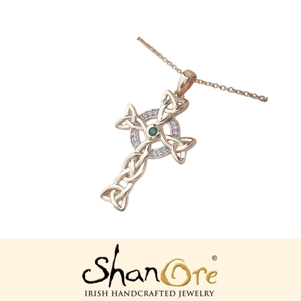 14k Gold Vermeil Trinity Celtic Cross Necklace