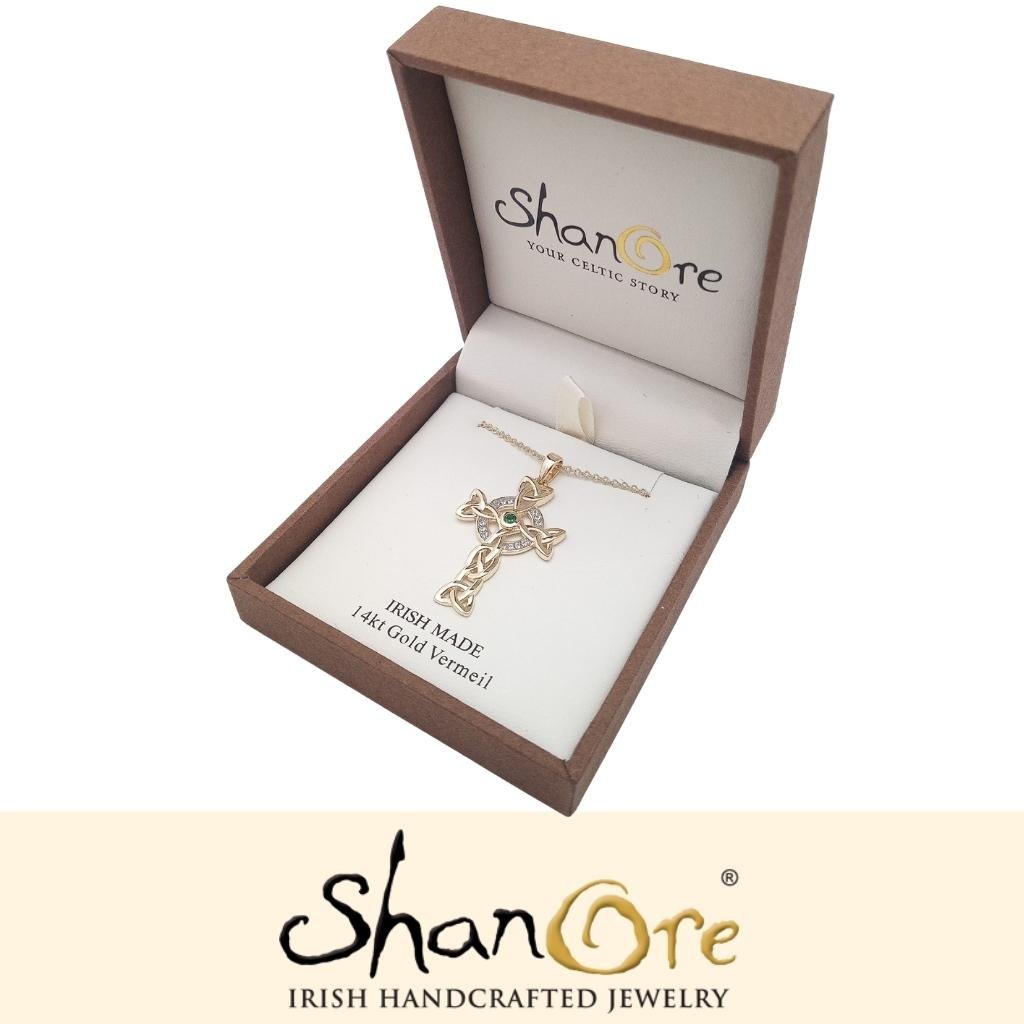 14k Gold Vermeil Trinity Celtic Cross Necklace