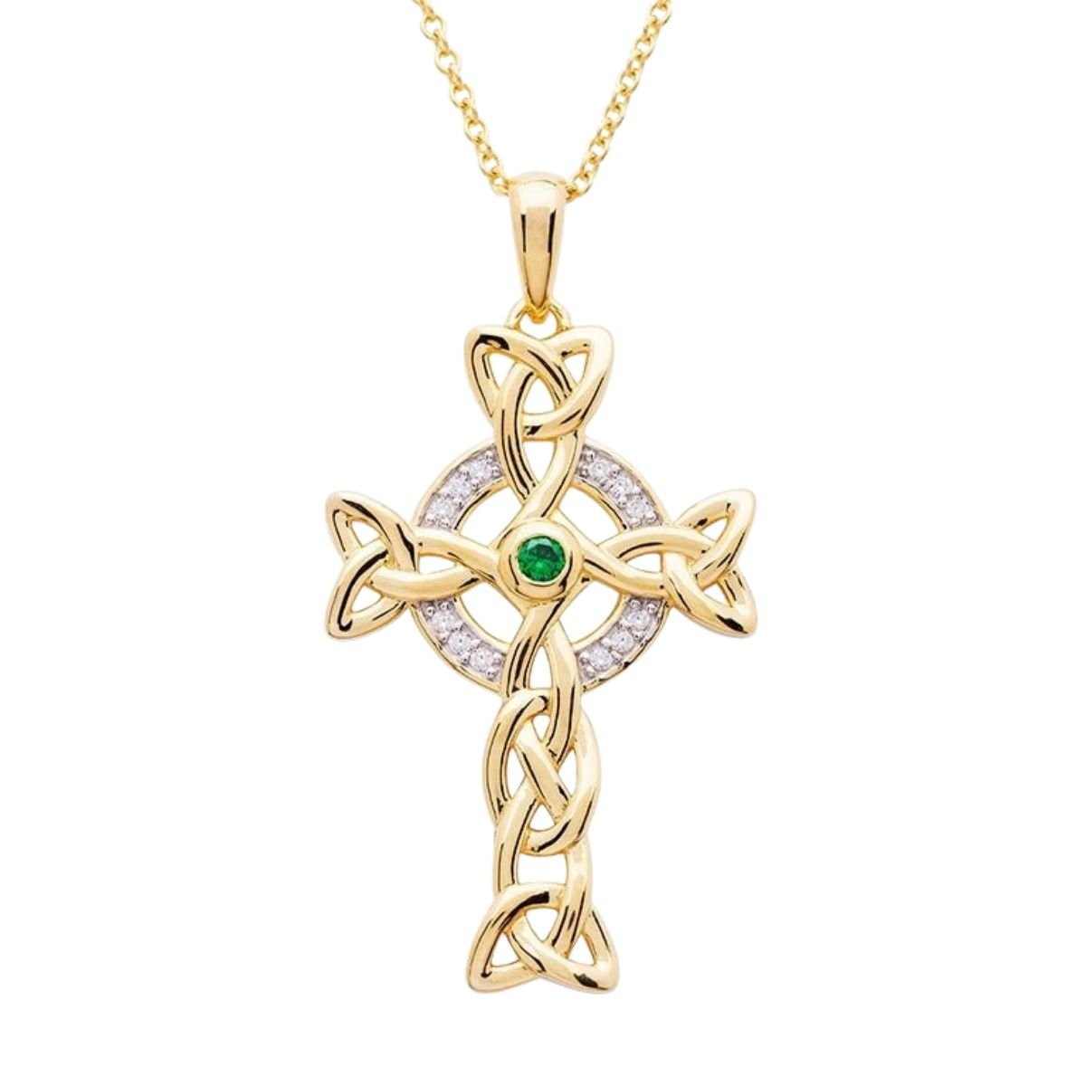 14k Gold Vermeil Trinity Celtic Cross Necklace