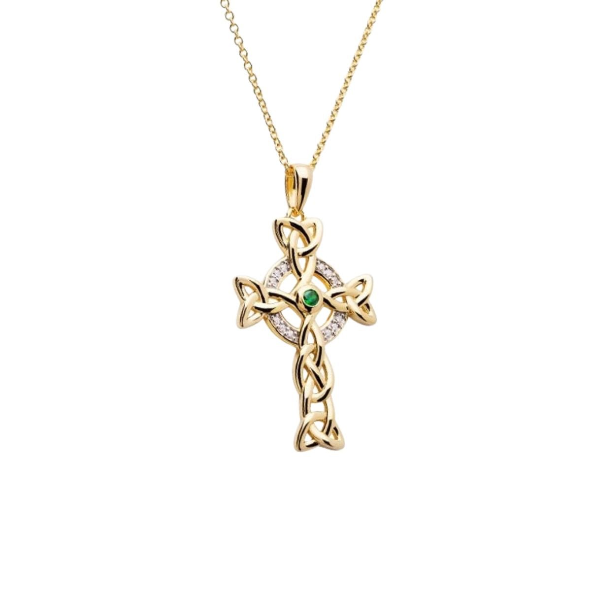 14k Gold Vermeil Trinity Celtic Cross Necklace