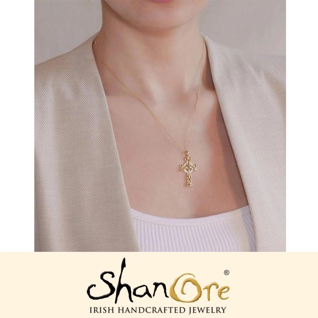 14k Gold Vermeil Trinity Celtic Cross Necklace