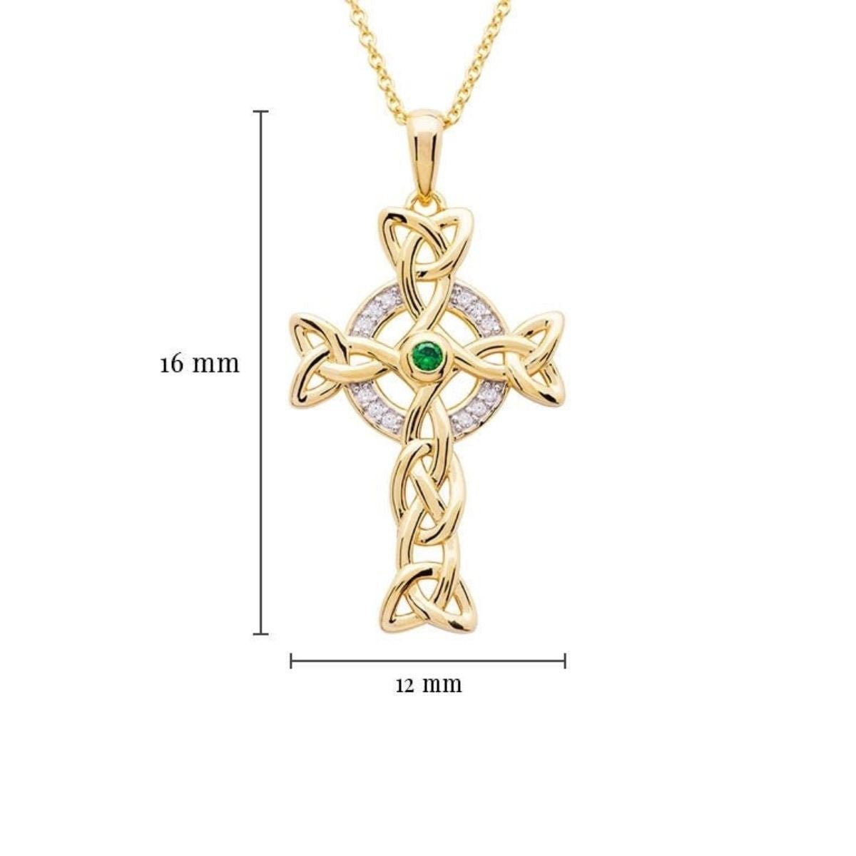 14k Gold Vermeil Trinity Celtic Cross Necklace