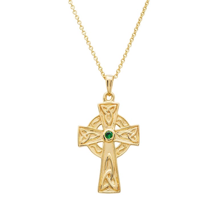 14k Gold Vermeil Trinity Knot Celtic Cross Necklace - The Celtic Gift Store - Necklaces
