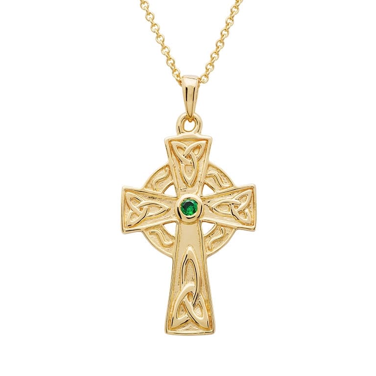 14k Gold Vermeil Trinity Knot Celtic Cross Necklace - The Celtic Gift Store - Necklaces