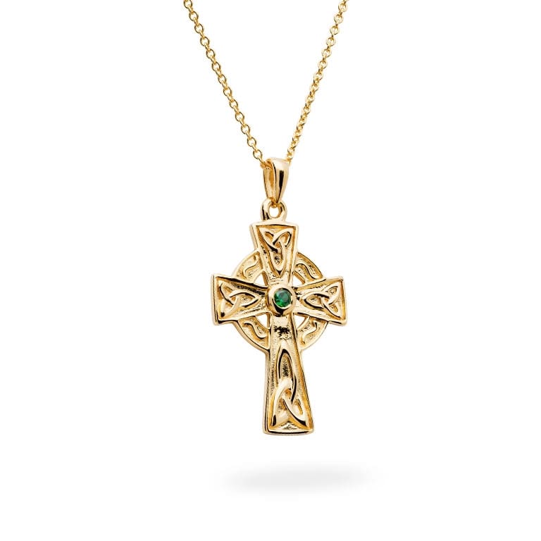 14k Gold Vermeil Trinity Knot Celtic Cross Necklace - The Celtic Gift Store - Necklaces