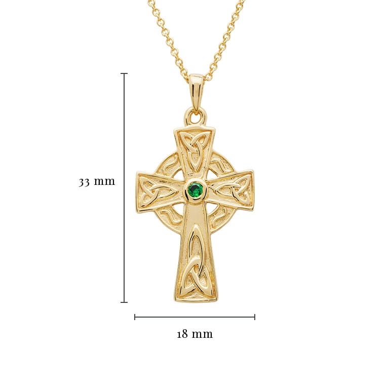 14k Gold Vermeil Trinity Knot Celtic Cross Necklace - The Celtic Gift Store - Necklaces