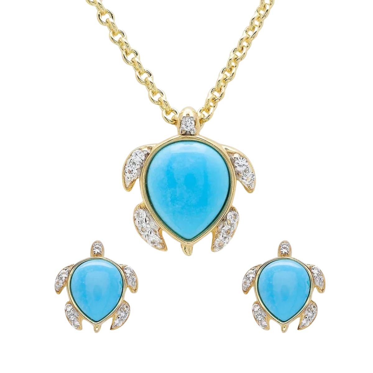 14k Gold Vermeil Turquoise Turtle Earrings