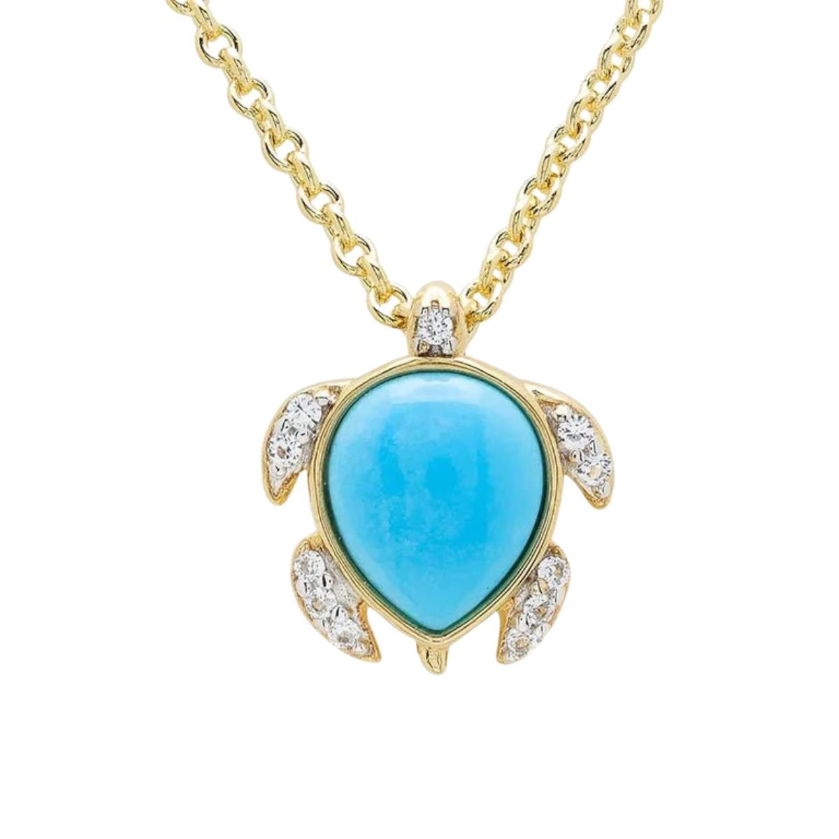 14K Gold Vermeil Turquoise Turtle Necklace