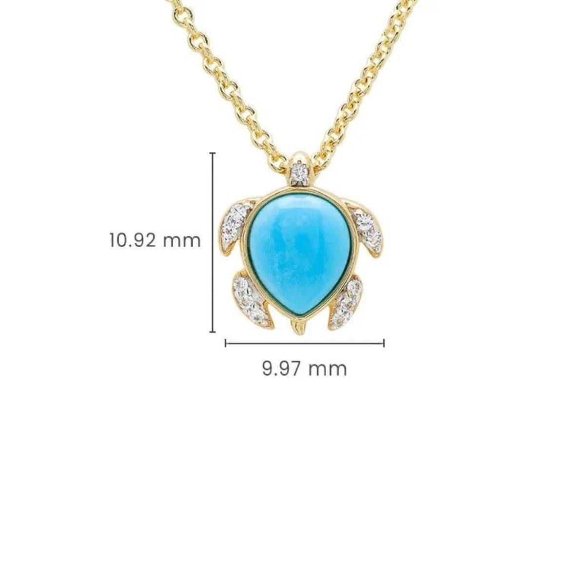 14K Gold Vermeil Turquoise Turtle Necklace