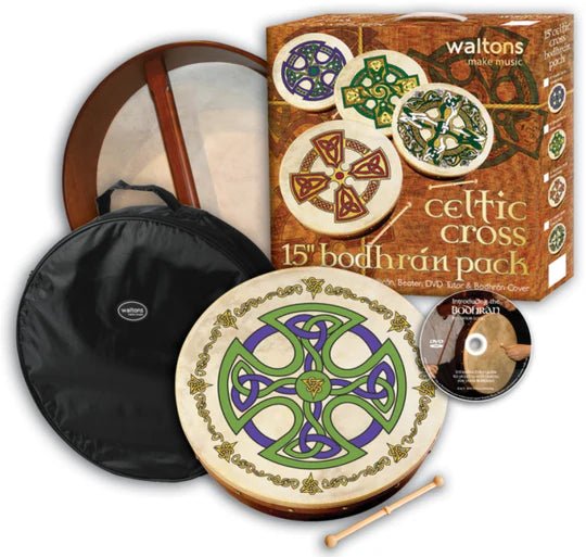15" Bodhrán Pack - Brosna Cross Design - The Celtic Gift Store - Gift