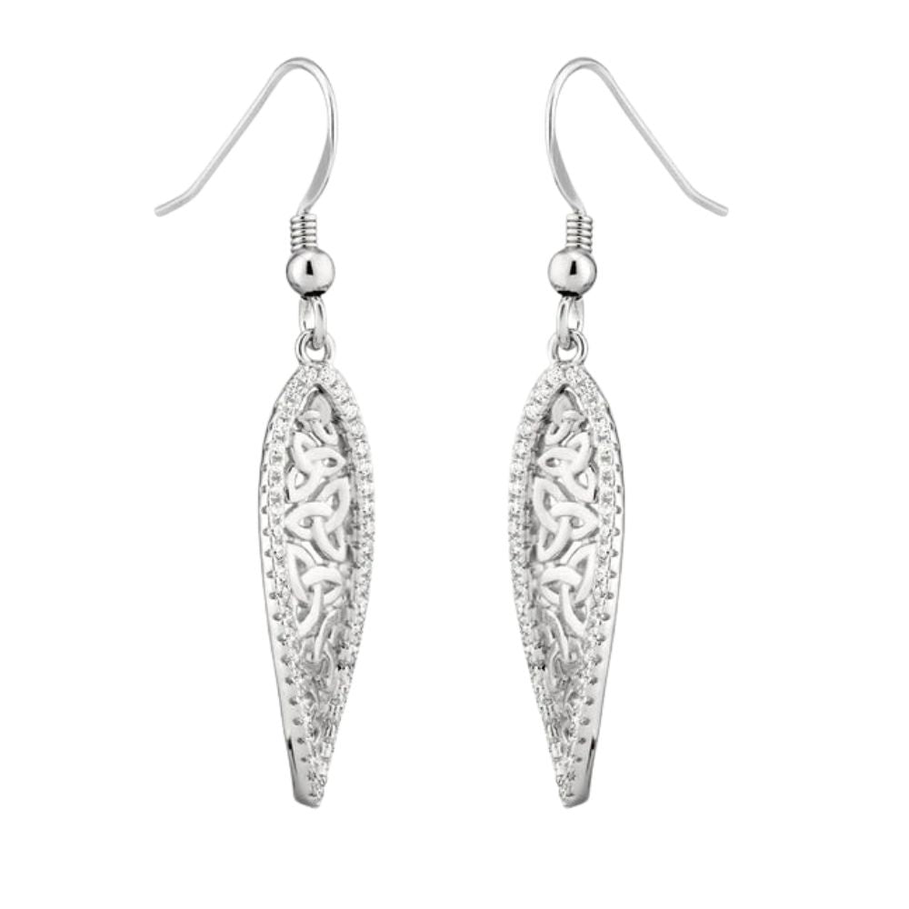 Sterling Silver CZ Trinity Knot Twist Earrings