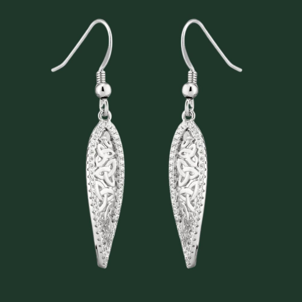 Sterling Silver CZ Trinity Knot Twist Earrings