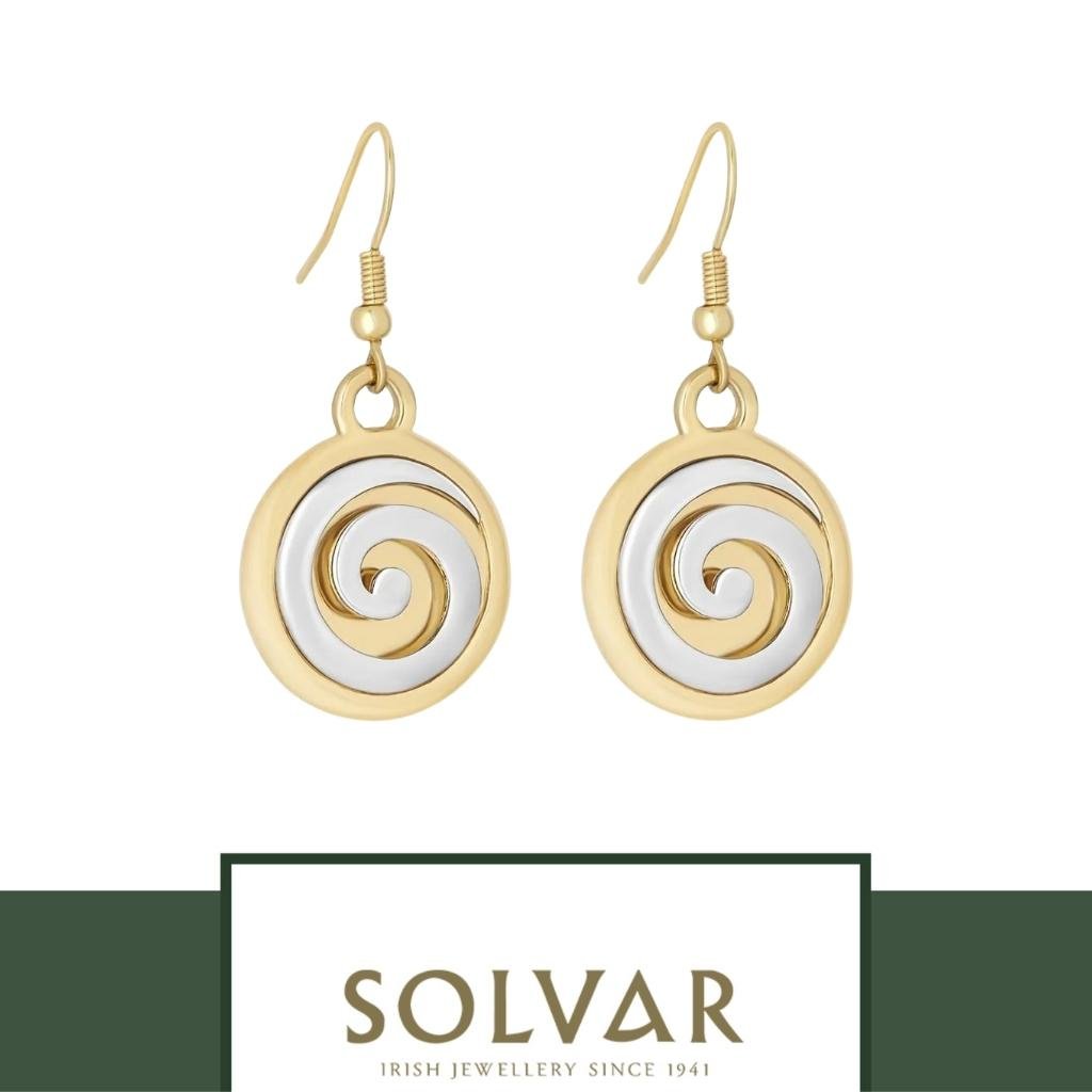 18ct Gold and Silver Plated Celtic Spiral Earrings- Large