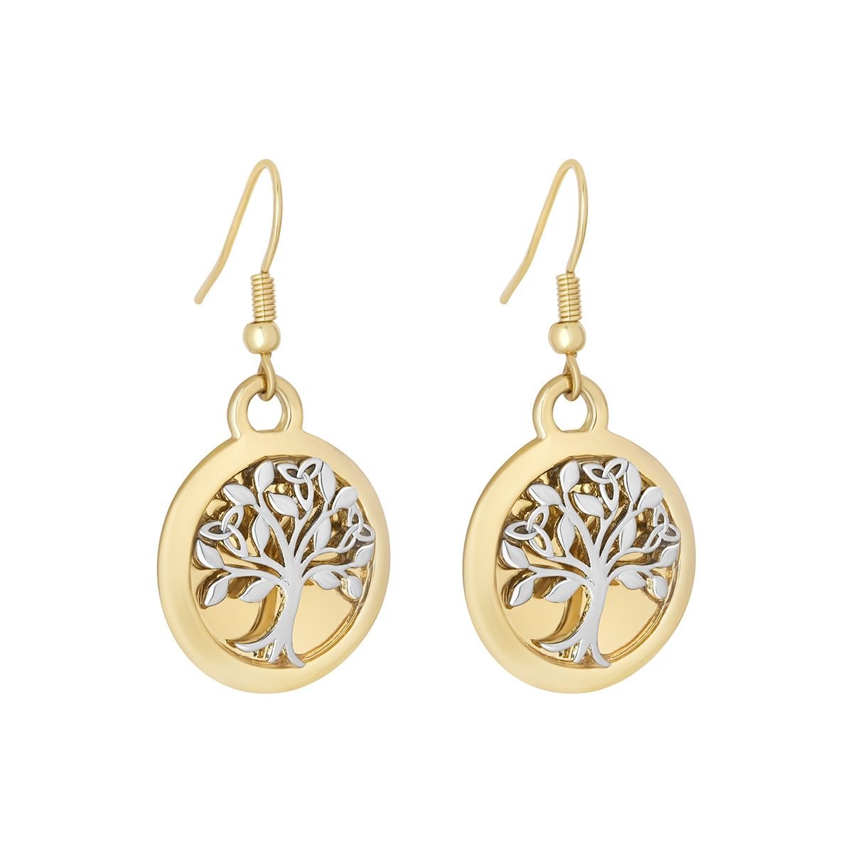 18ct Gold and Silver Plated Tree of Life Drop Earrings - Large - The Celtic Gift Store - Necklaces