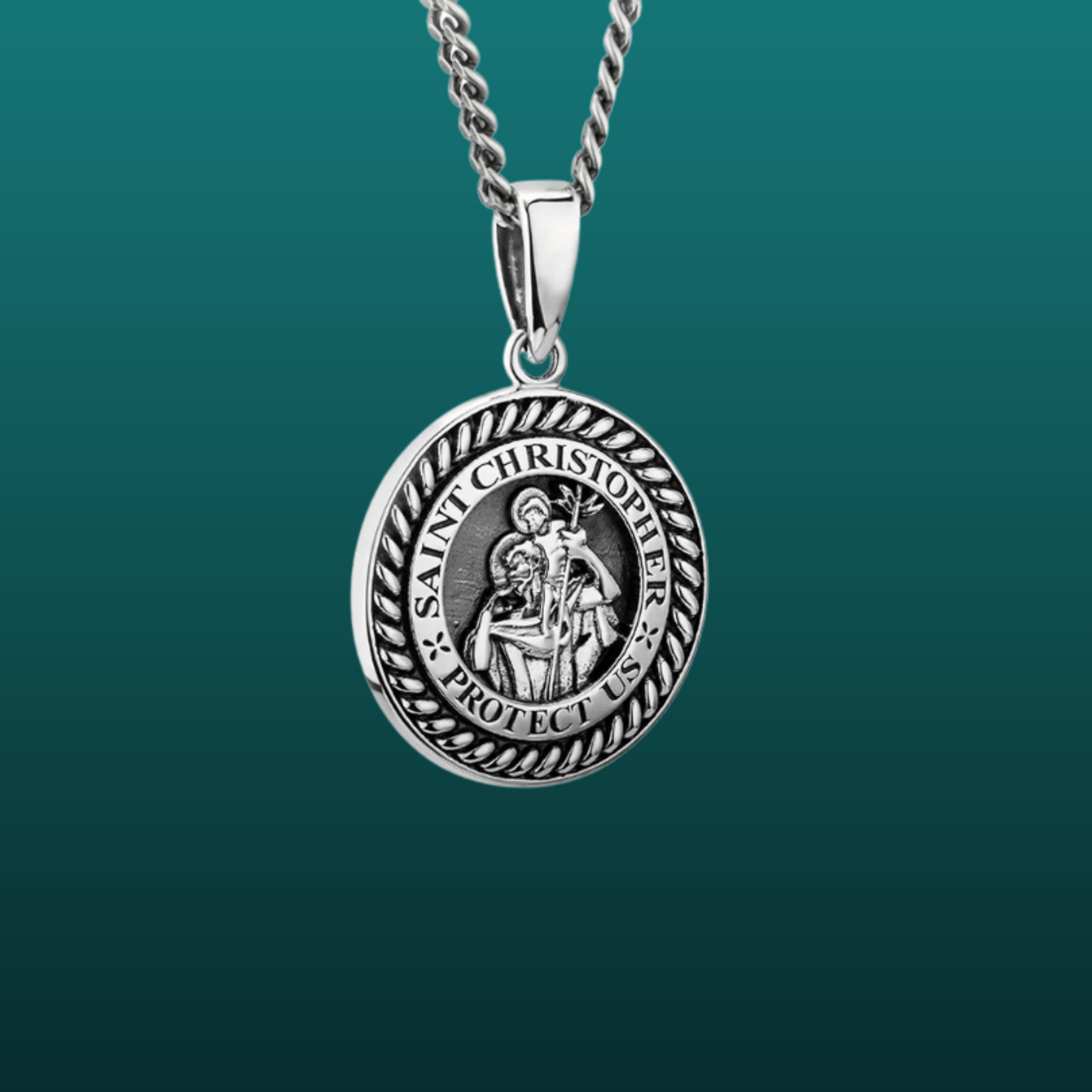 Sterling Silver Heavy St. Christopher Medal - The Celtic Gift Store - Necklaces