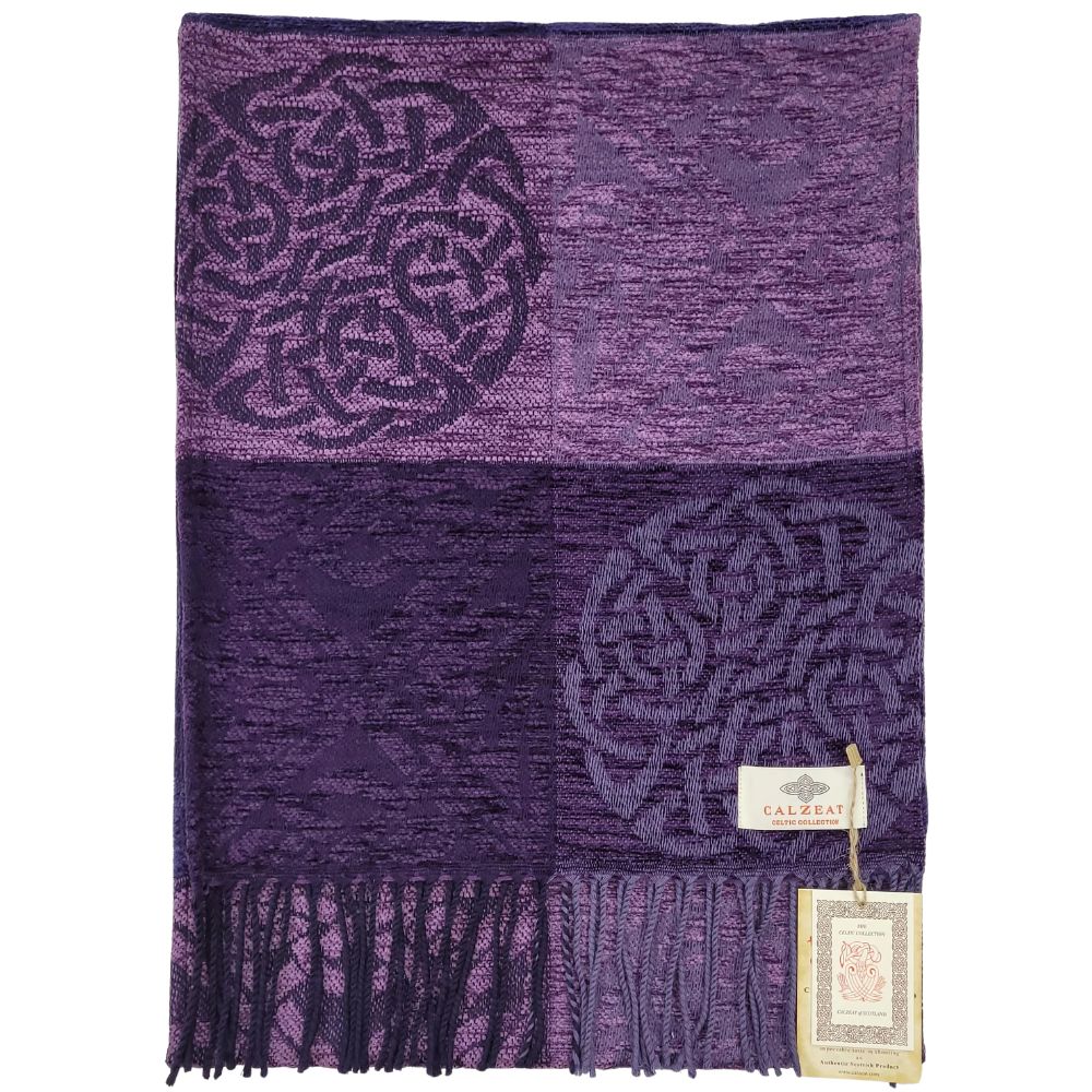 Jacquard Celtic Knot Scarf- Purple