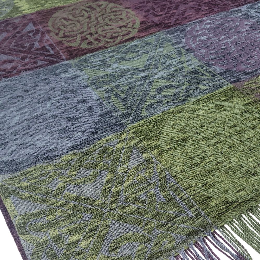 Jacquard Celtic Knot Throw- Grey/Green/Purple