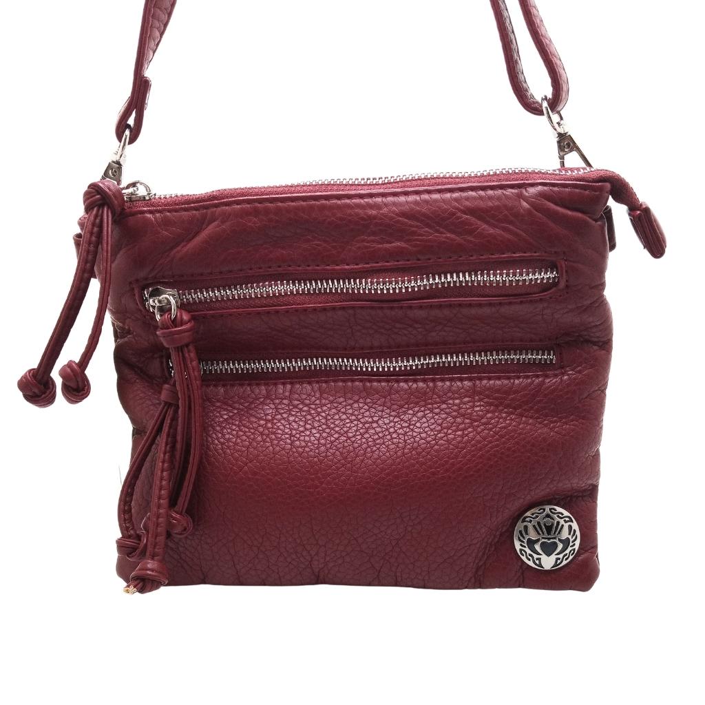 Claddagh Square Crossbody Bag- Dark Red