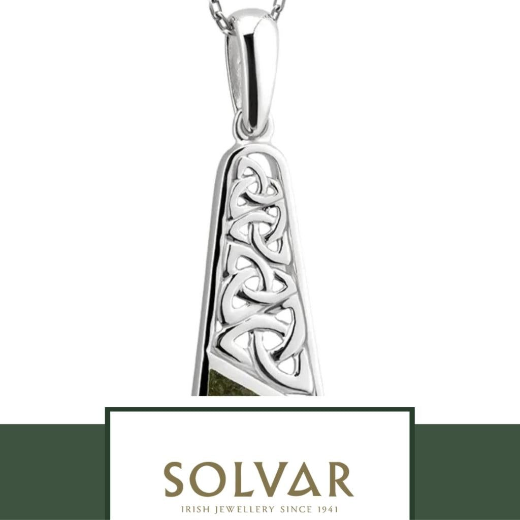 Connemara Marble and Sterling Silver Descending Trinity Knot Necklace