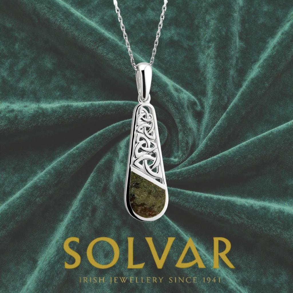 Connemara Marble and Sterling Silver Descending Trinity Knot Necklace