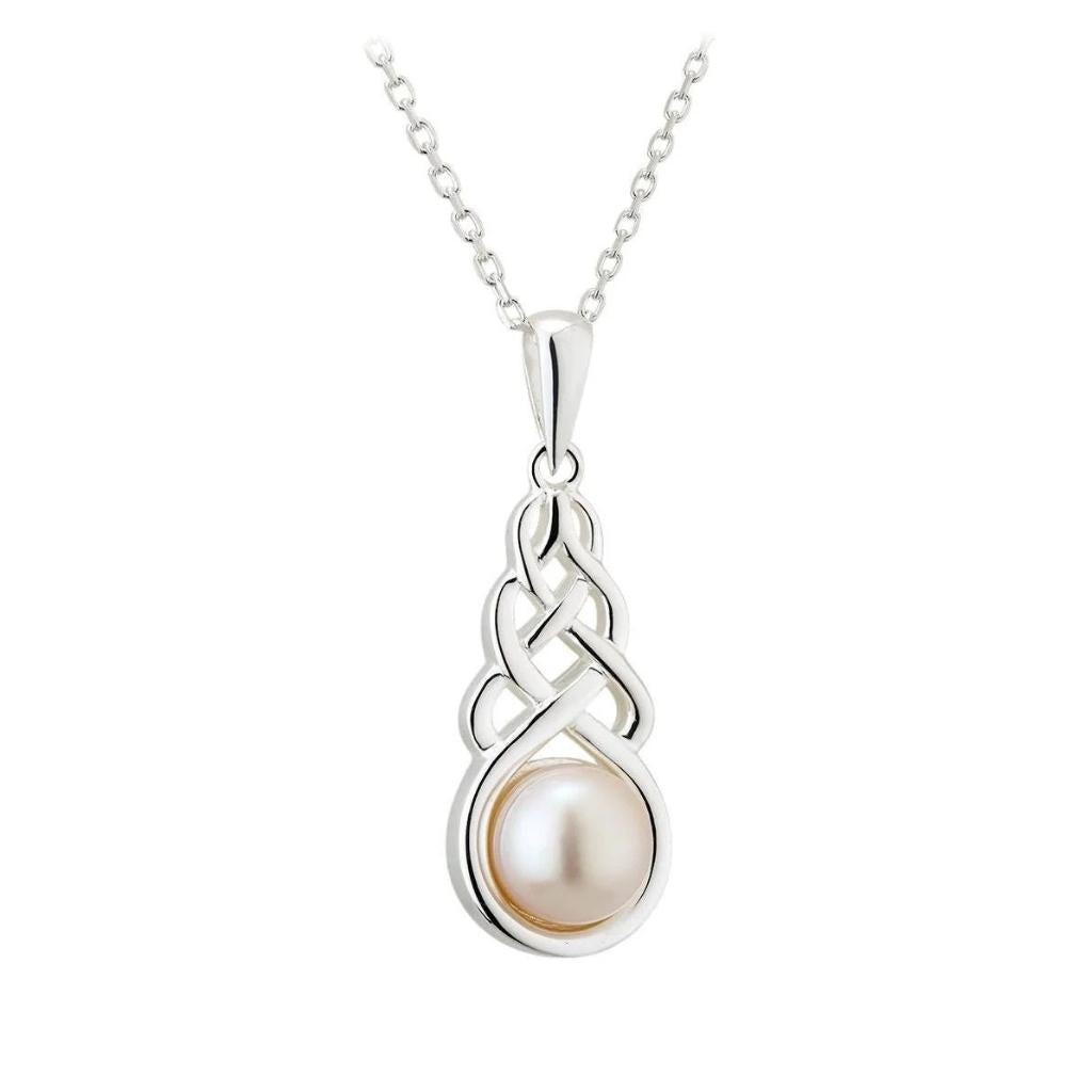 Freshwater Pearl Sterling Silver Celtic Knot Necklace