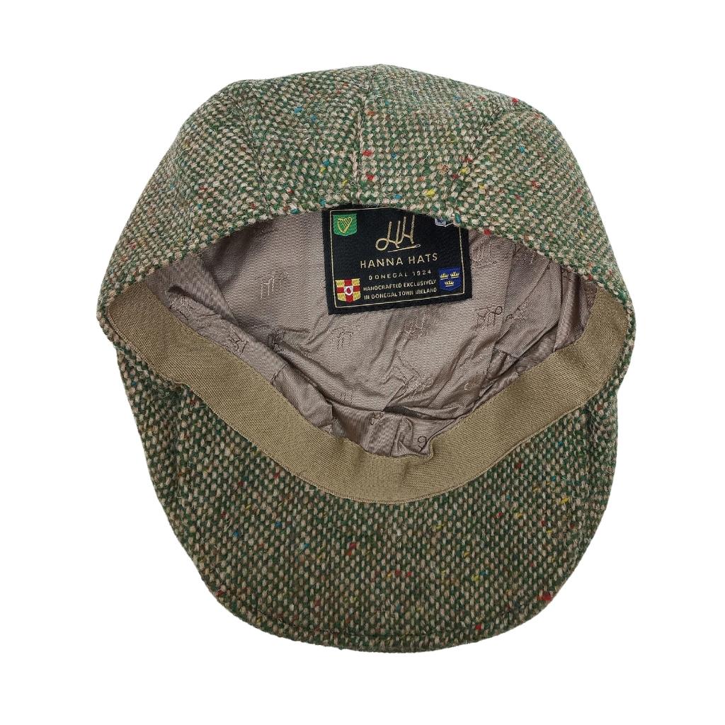 Hanna Hats Tweed Donegal Touring Cap- Green and Fawn