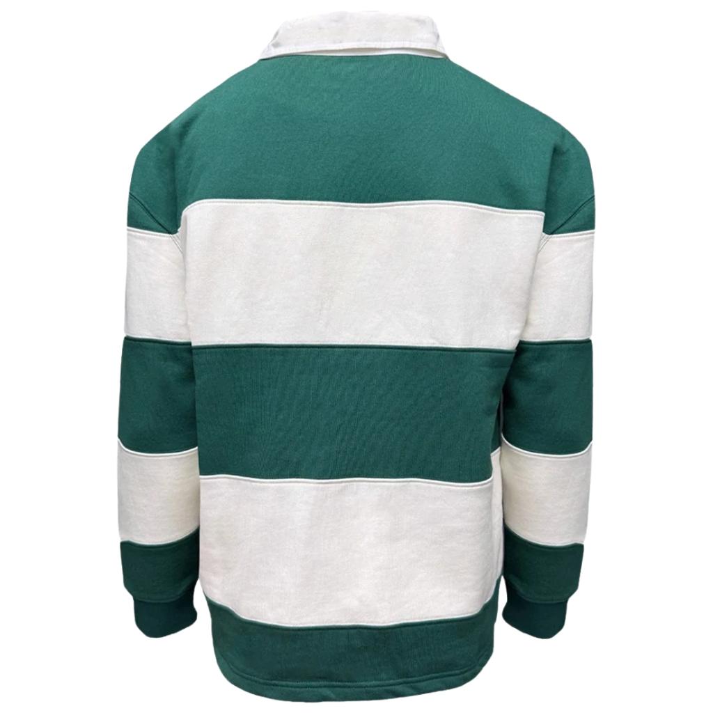 Ireland Stripe Long Sleeve Rugby Shirt in Evergreen & Cream