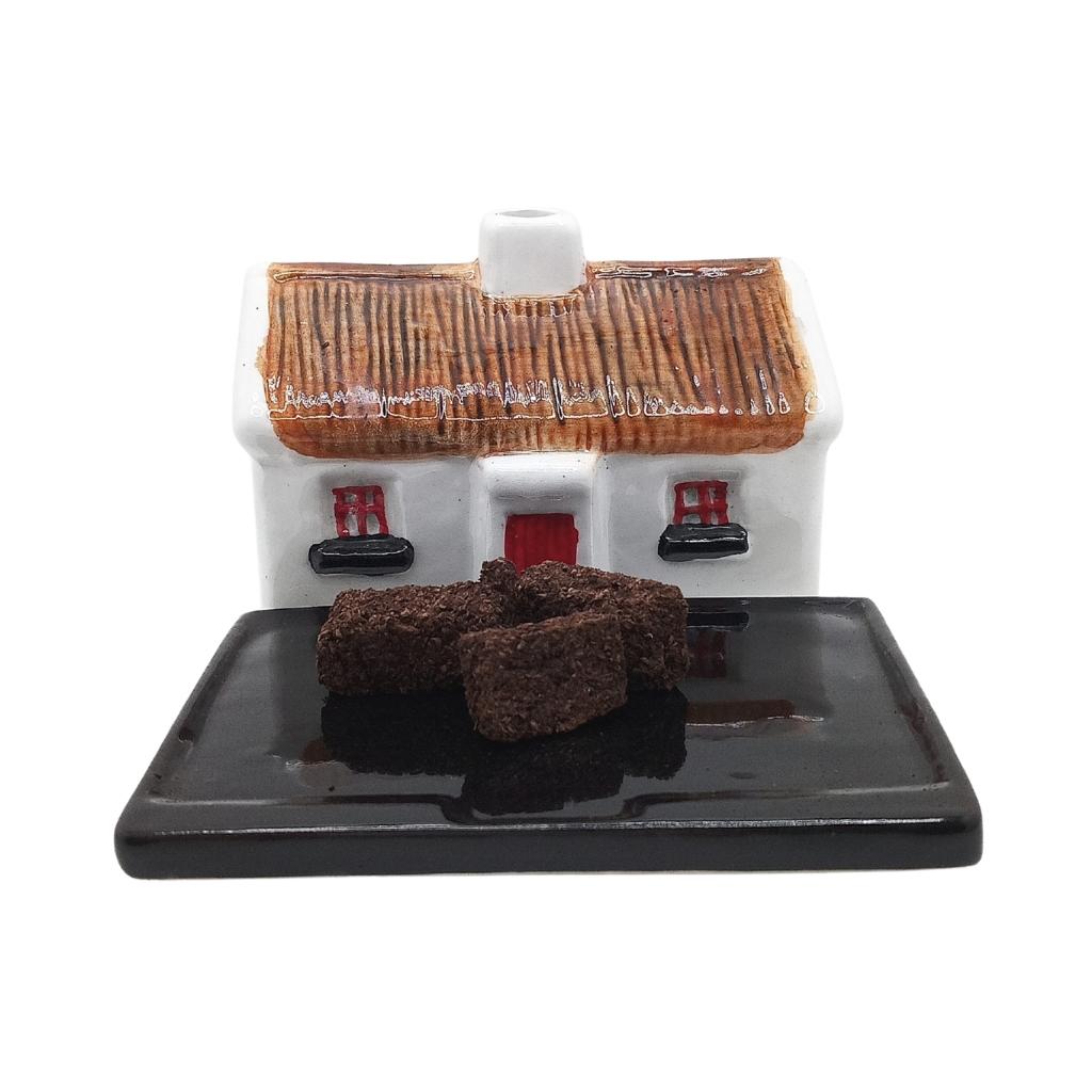 Irish Cottage Burning Turf and Burner
