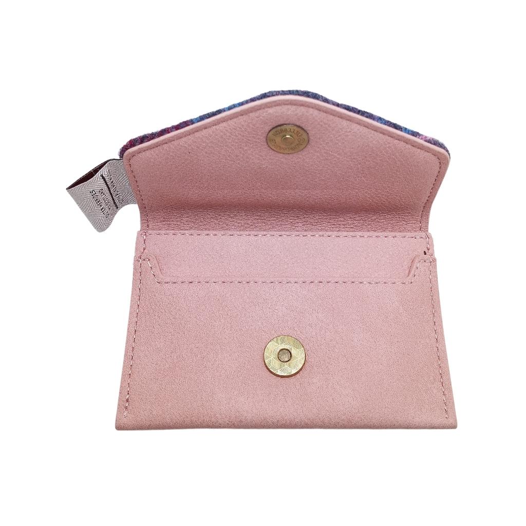 Islander Harris Tweed Card Wallet 'Pink and Blue Tartan'