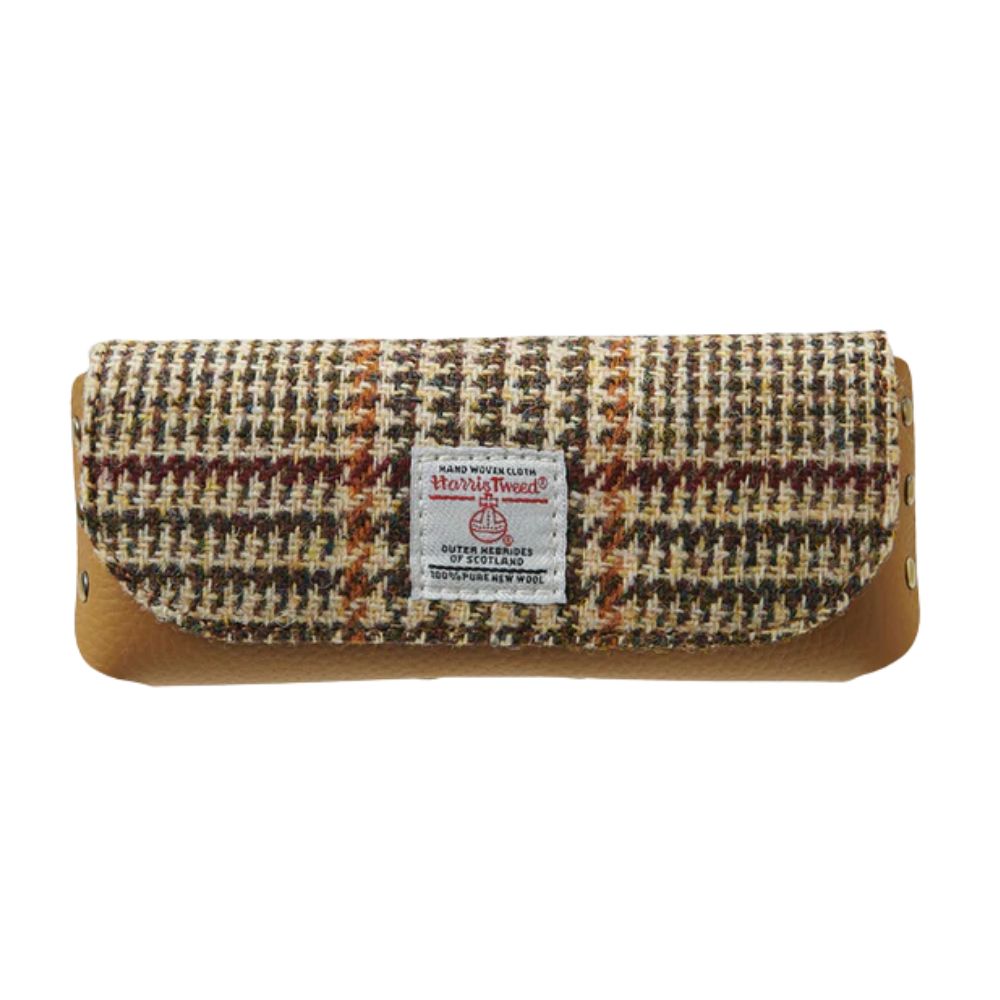 Islander Harris Tweed Leather Glasses Case 'Beige Dogtooth'