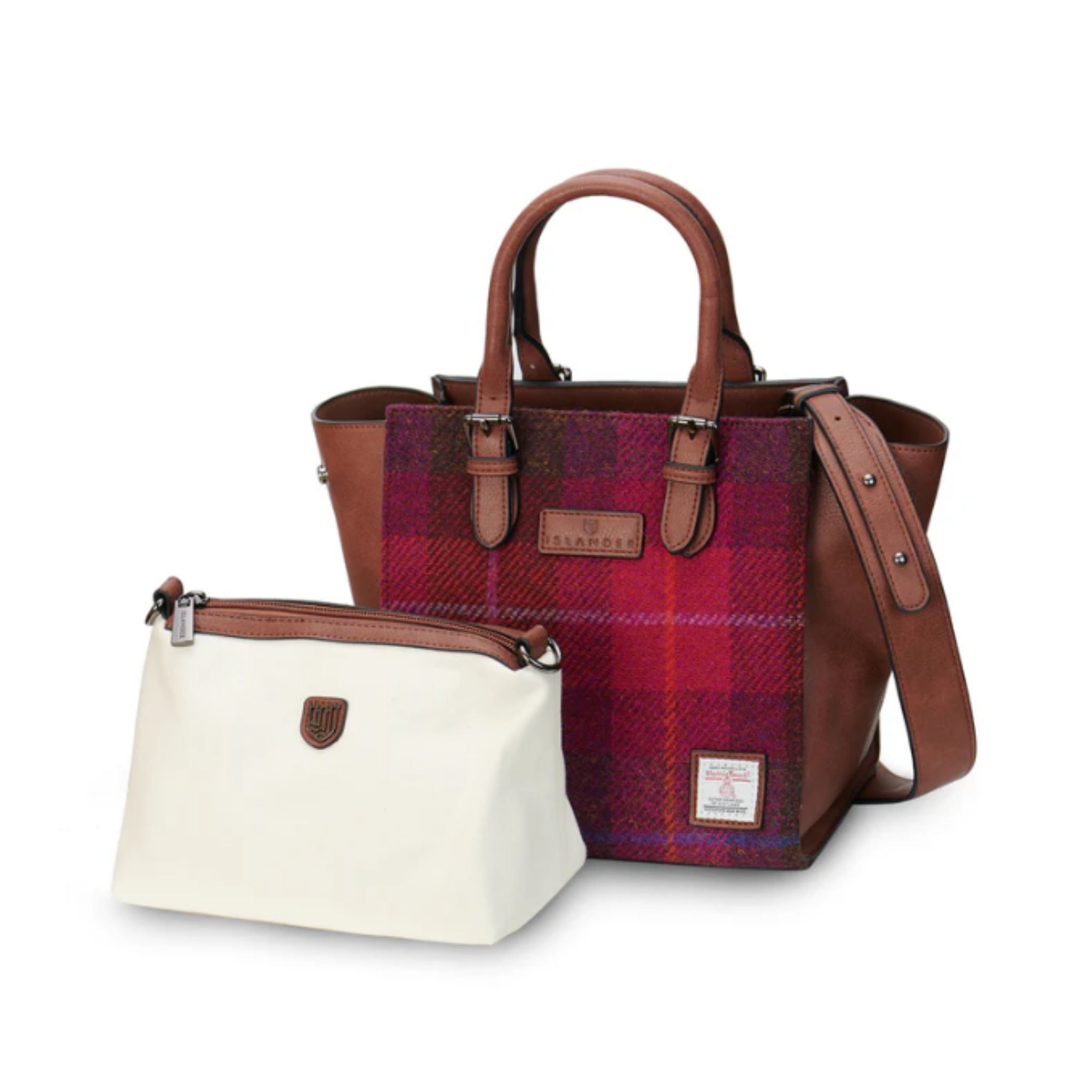 Islander Harris Tweed Medium Caillie Tote 'Fuchsia Tartan' - The Celtic Gift Store - Bags and Accessories