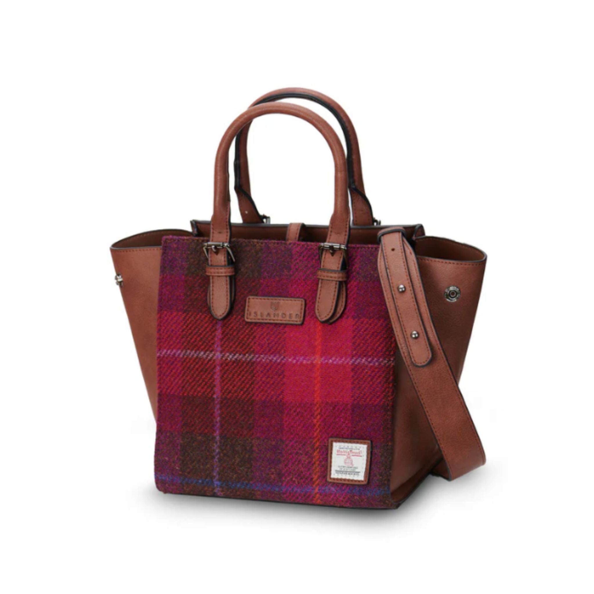 Islander Harris Tweed Medium Caillie Tote 'Fuchsia Tartan' - The Celtic Gift Store - Bags and Accessories