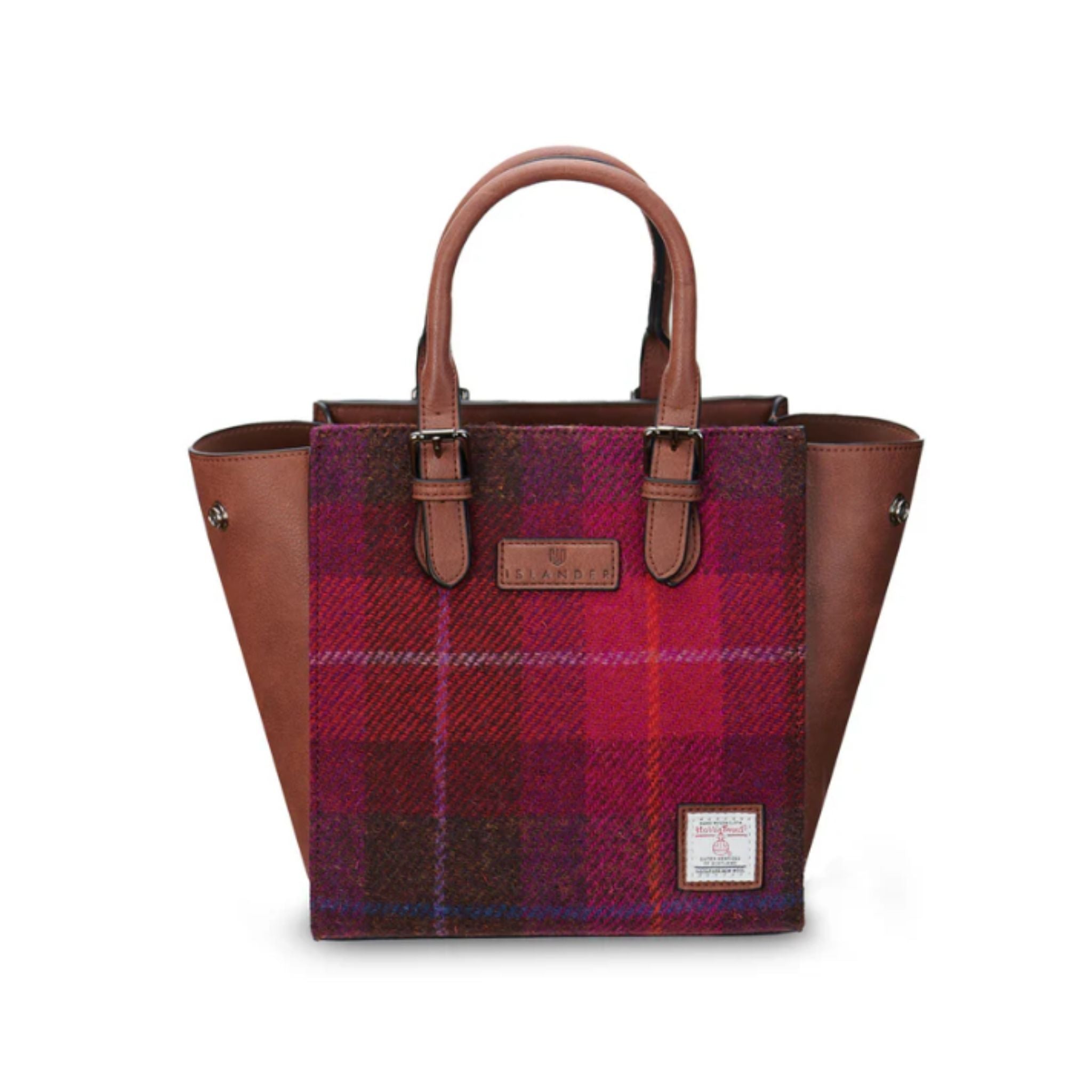 Islander Harris Tweed Medium Caillie Tote 'Fuchsia Tartan' - The Celtic Gift Store - Bags and Accessories