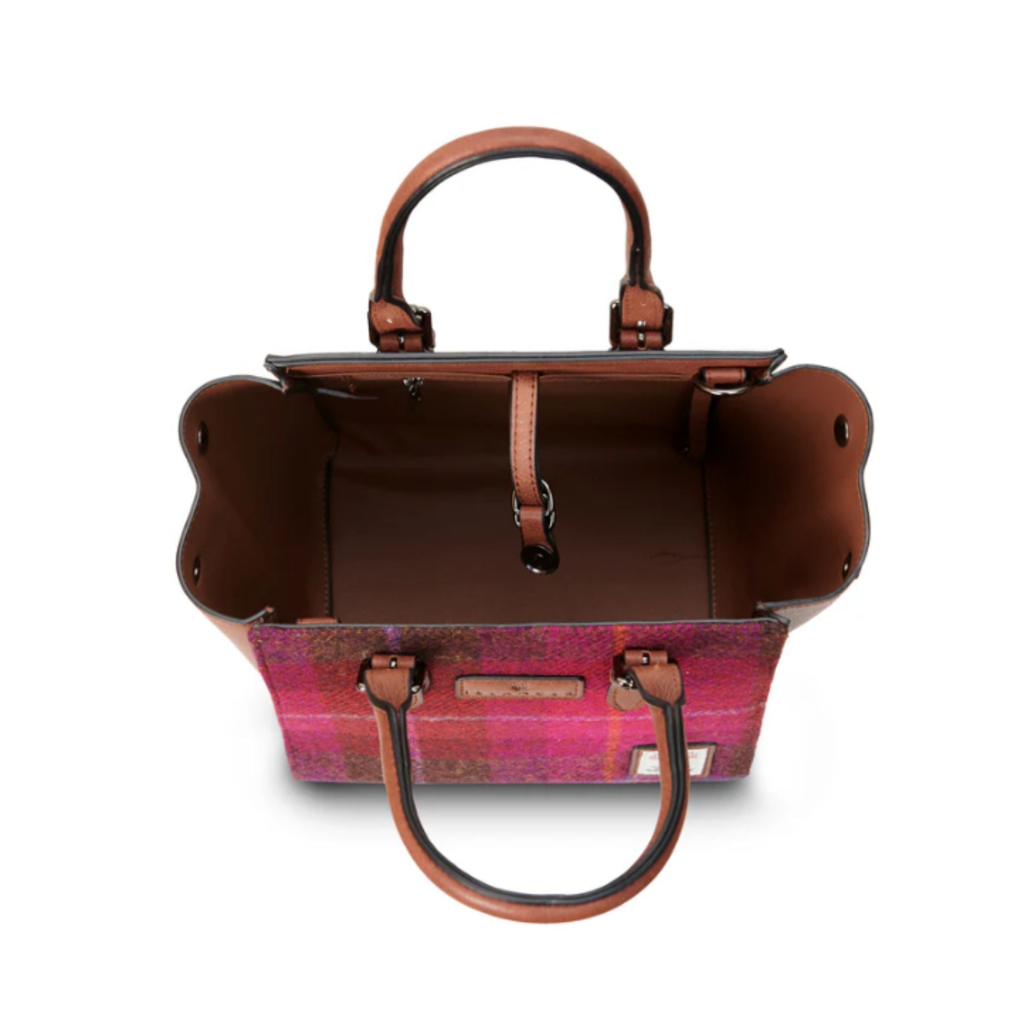 Islander Harris Tweed Medium Caillie Tote 'Fuchsia Tartan' - The Celtic Gift Store - Bags and Accessories
