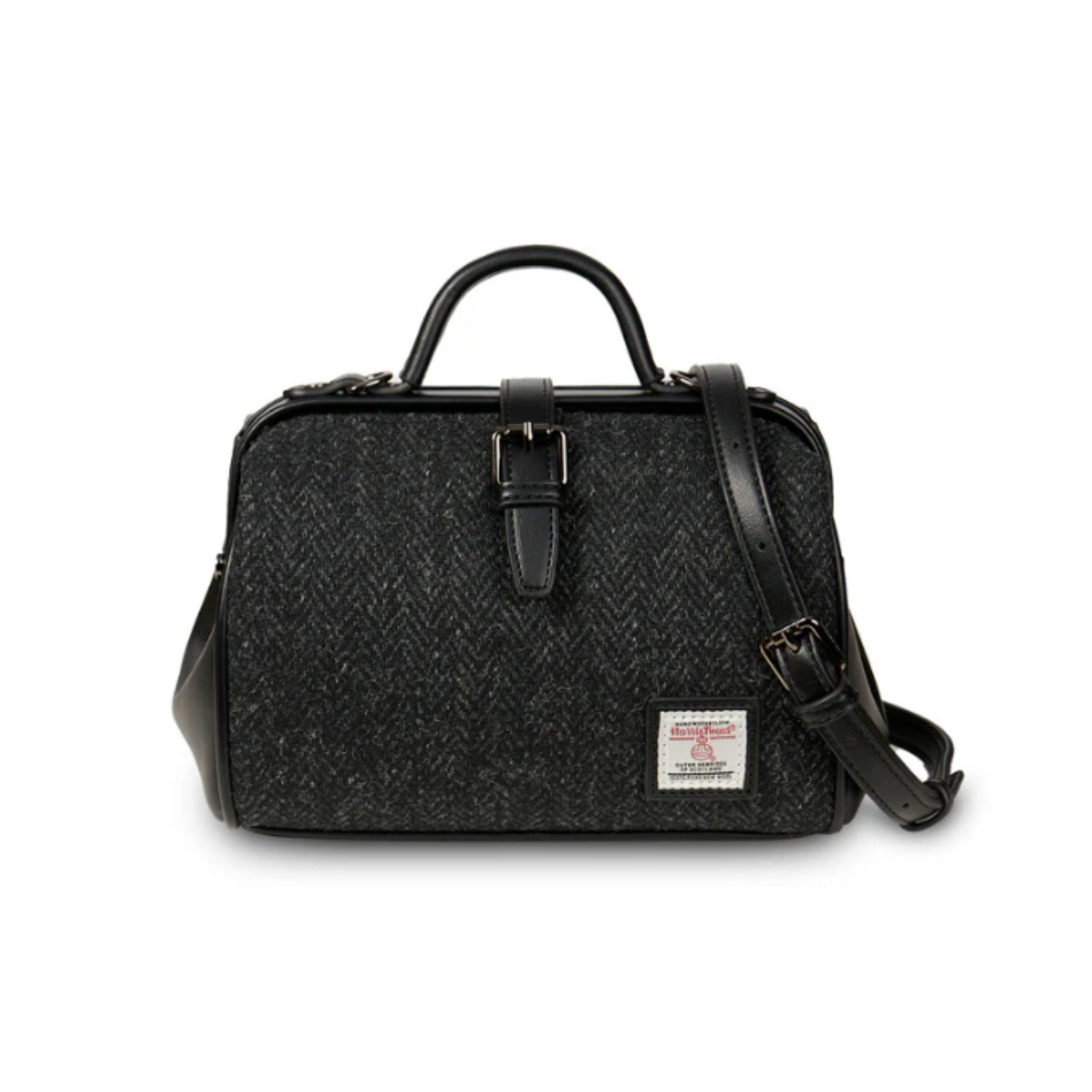 Islander Harris Tweed Medium Doctor Bag 'Black Herringbone' - The Celtic Gift Store - Handbags