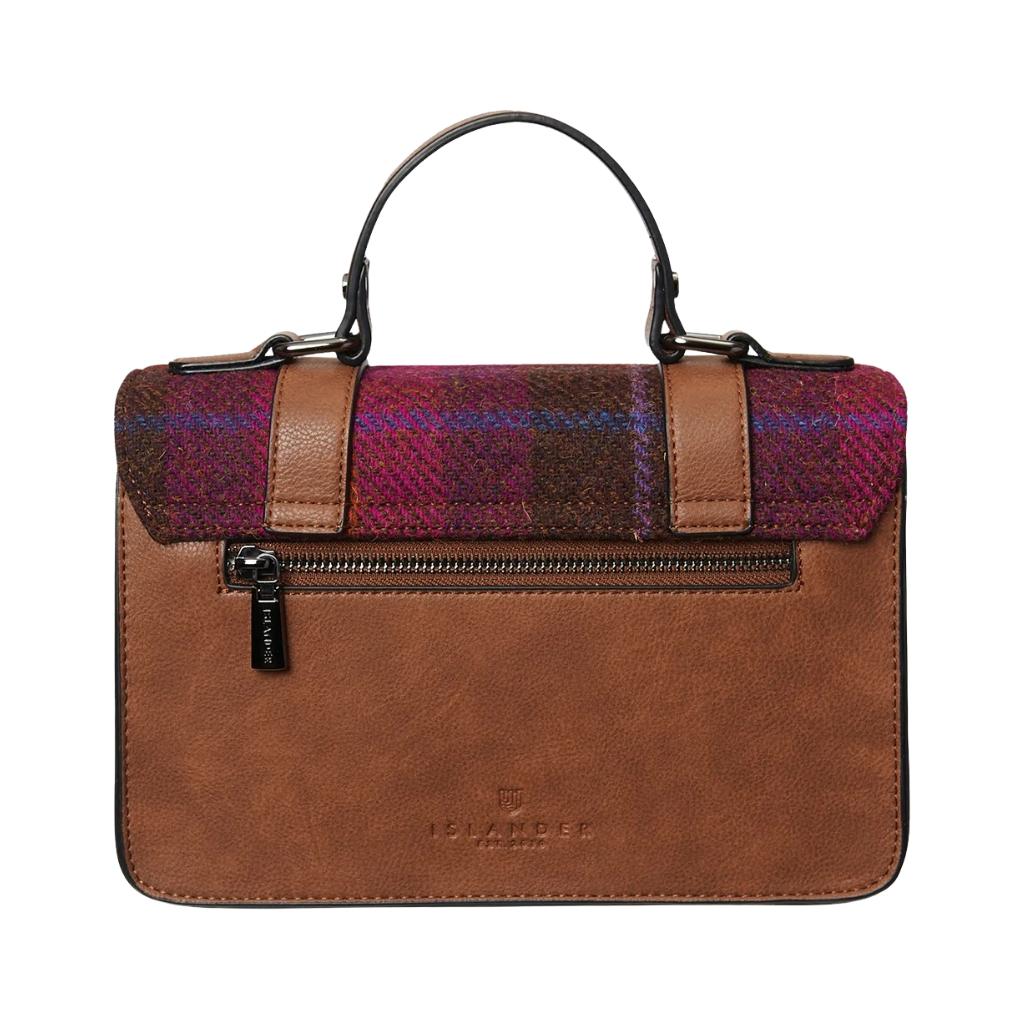 Islander Harris Tweed Medium Satchel 'Fuchsia Tartan'