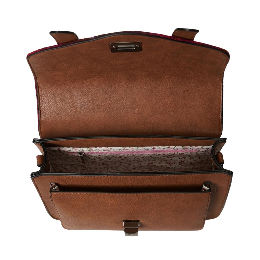 Islander Harris Tweed Medium Satchel 'Fuchsia Tartan'