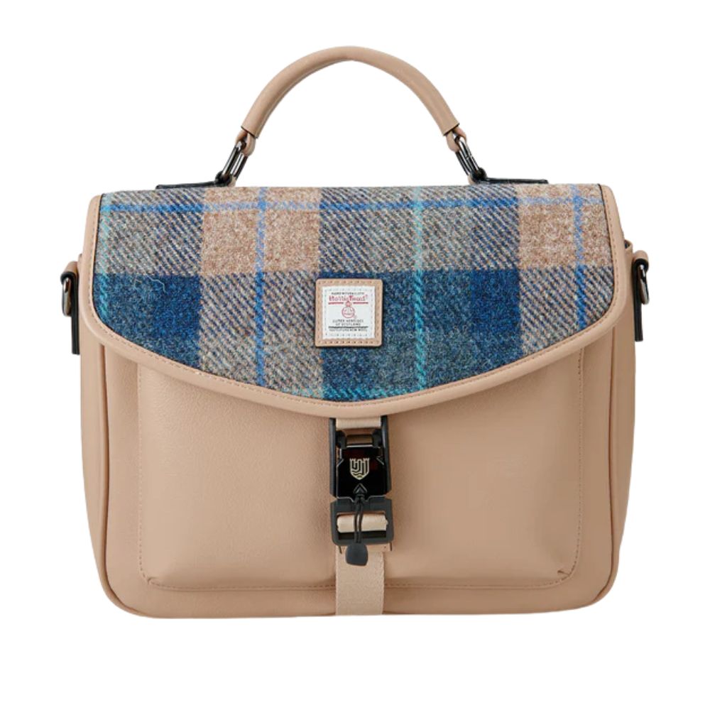 Islander Harris Tweed The Mini Laptop Bag 'Navy Beige Tartan'