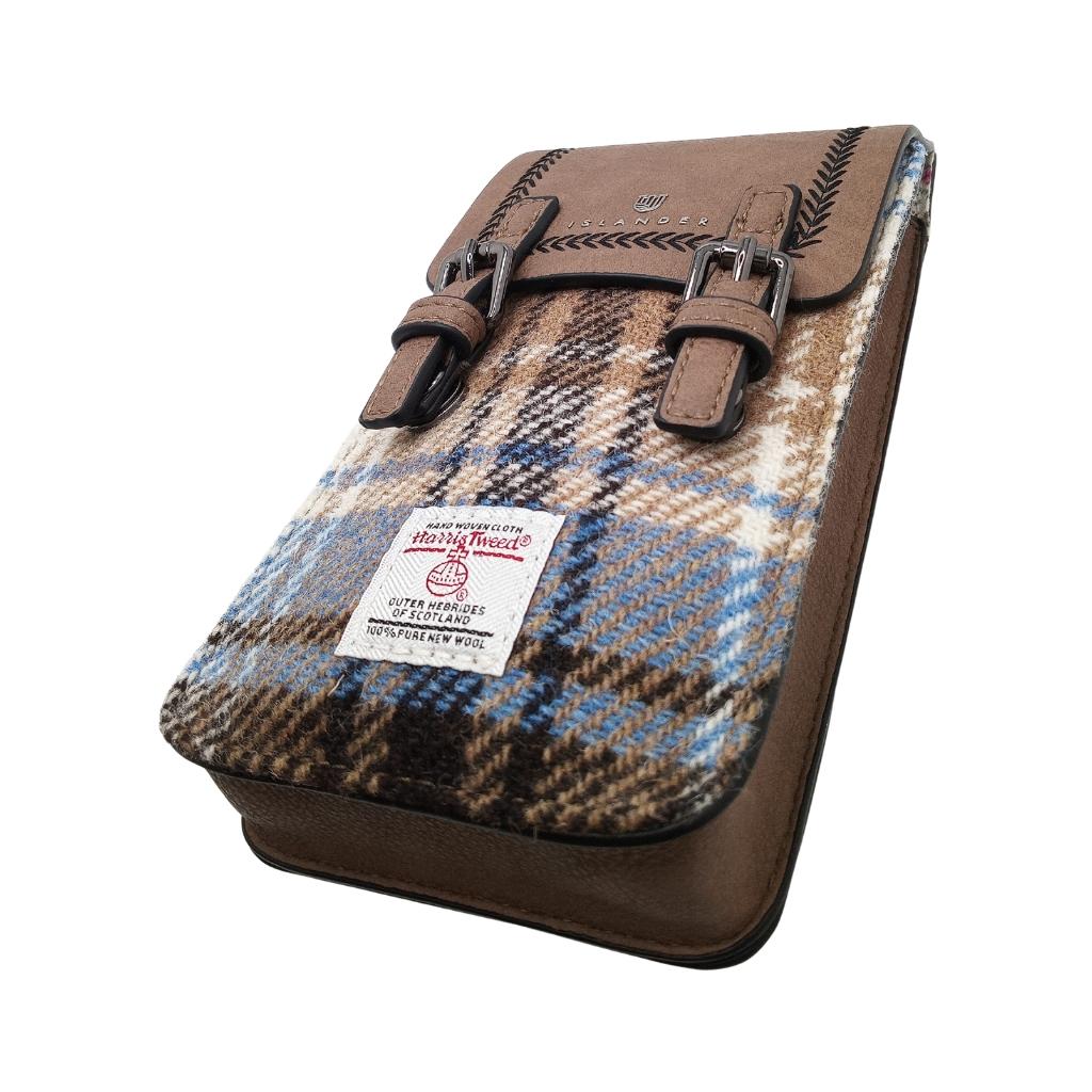 Islander Harris Tweed The Phone Tote 'Blue and Beige Tartan'