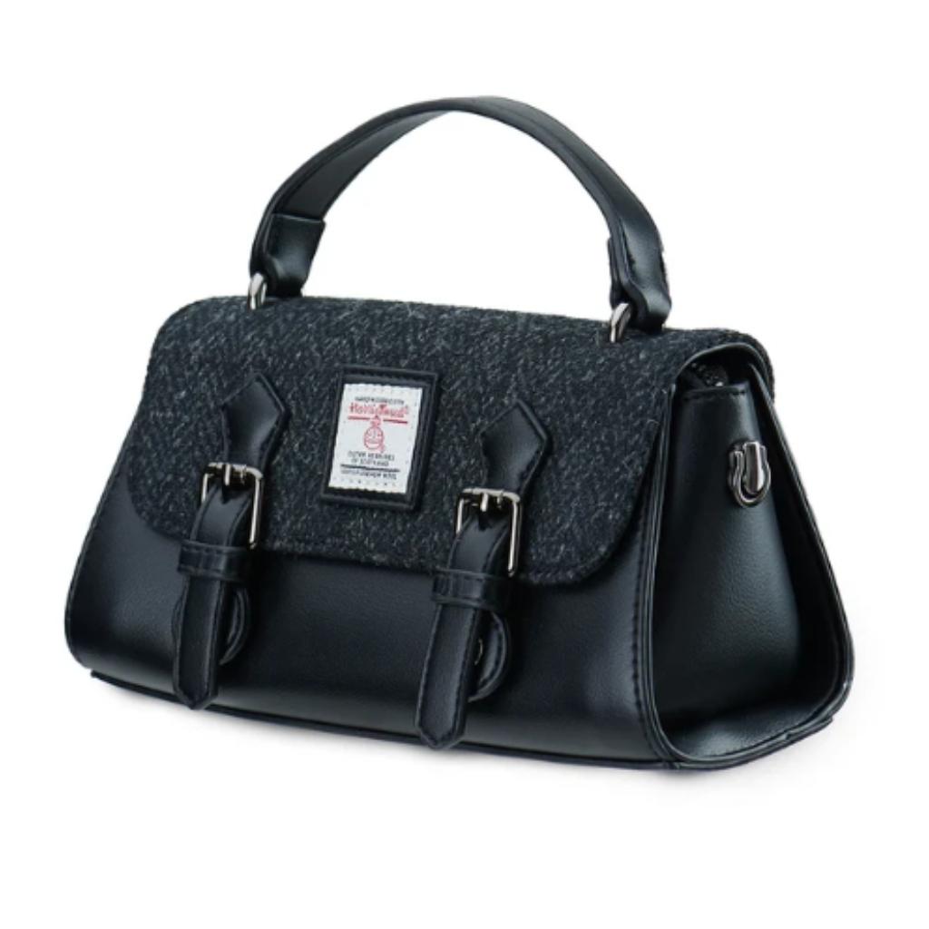 Islander Harris Tweed The Victoria Satchel 'Black Herringbone'
