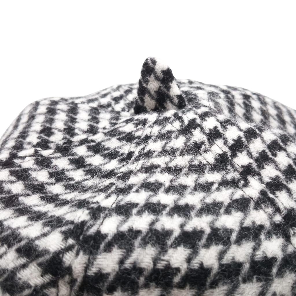Islander Lambswool Bunnet Hat- Black and White Dogtooth