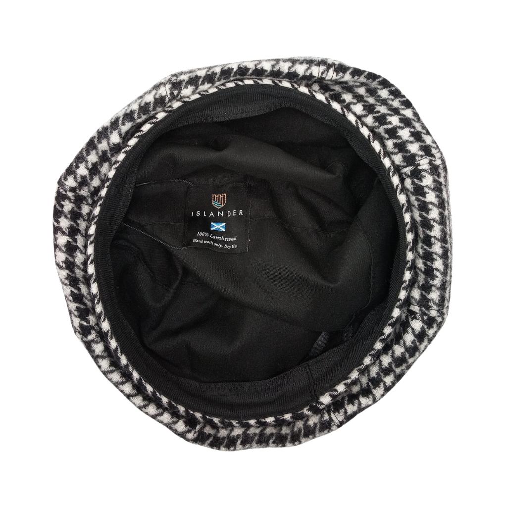 Islander Lambswool Bunnet Hat- Black and White Dogtooth