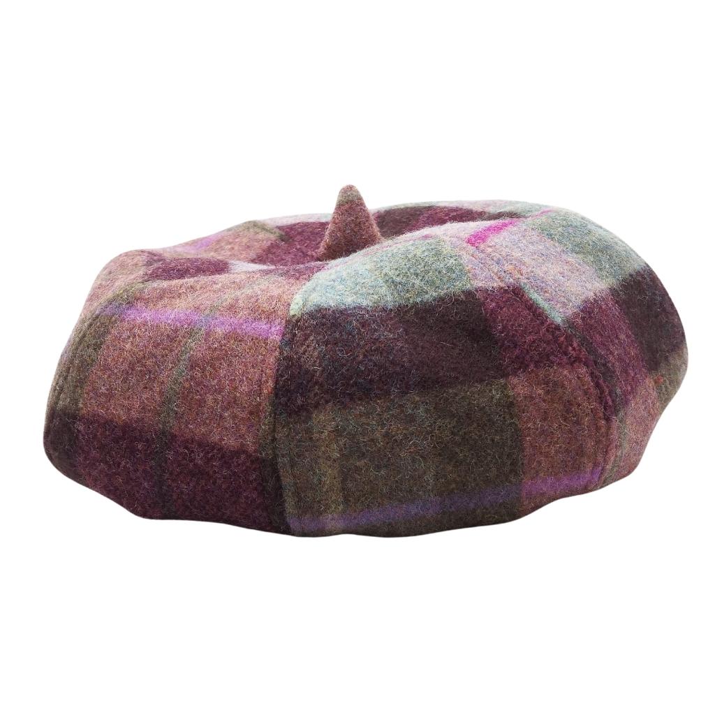 Islander Lambswool Bunnet Hat- Pink and Green Tartan