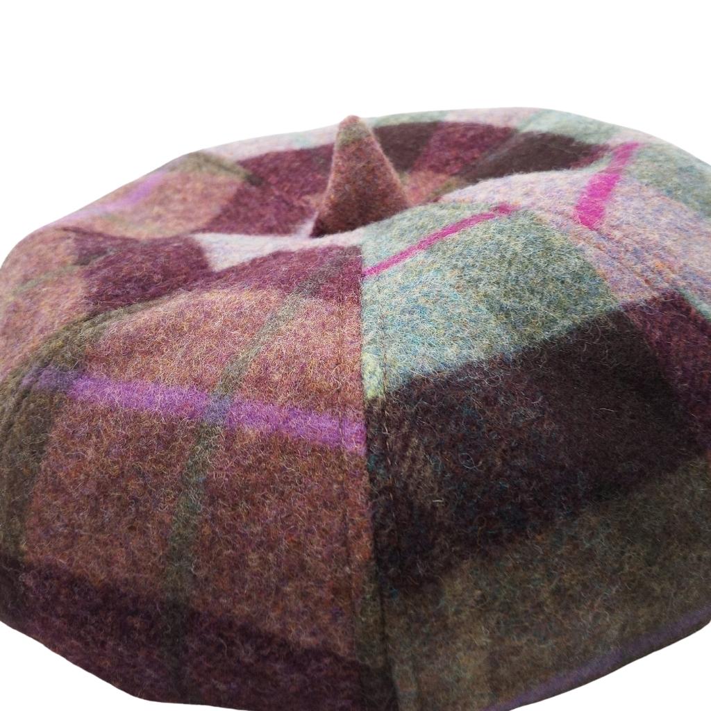 Islander Lambswool Bunnet Hat- Pink and Green Tartan