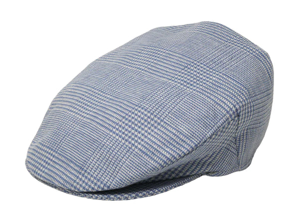 Hanna Hats Donegal Touring Cap Linen - Sky Blue and White Check