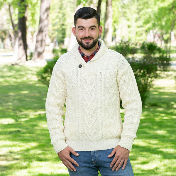 Men's Shawl Collar Single Button Sweater