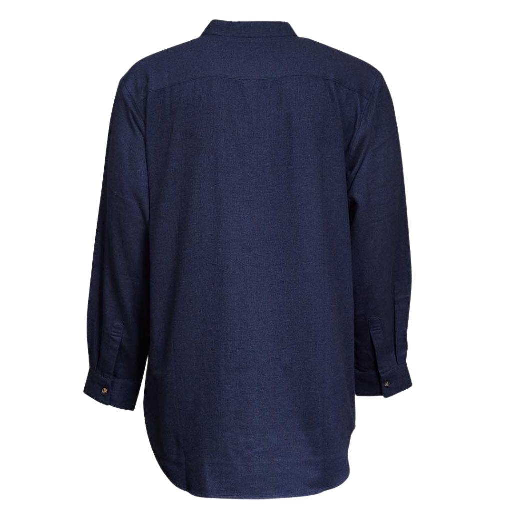 Men's Flannel Grandfather Shirt - Navy Melange Twill