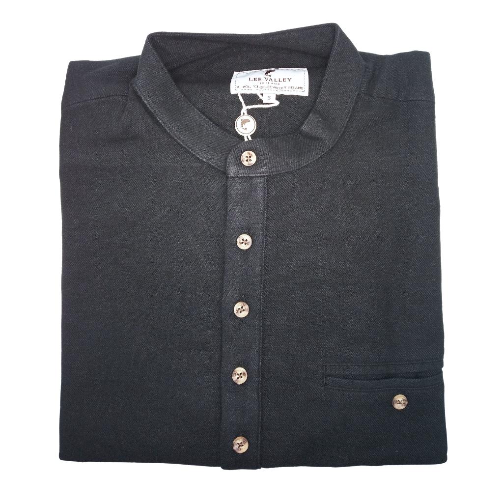 Men's Flannel Grandfather Shirt - Navy Melange Twill